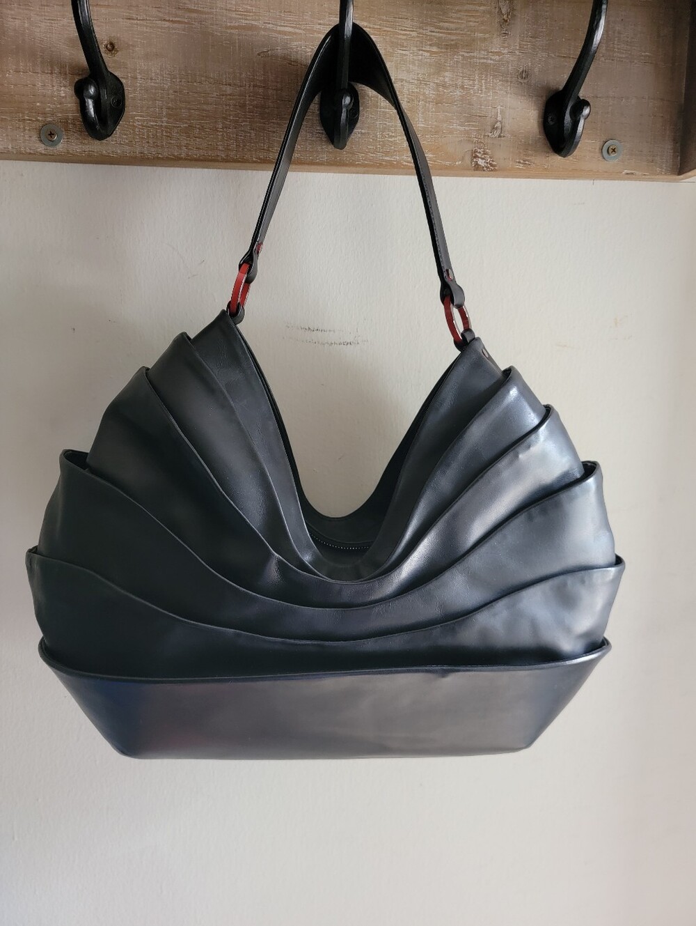 Christian Louboutin Black Sculpted Leather Shoulder Bag